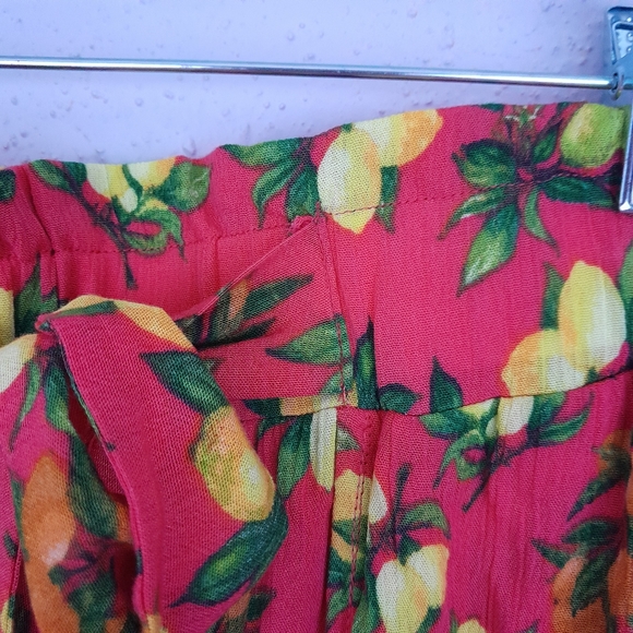Signature Studio Lemon Citrus Print High Waist Maxi Skirt Pink Size Small - Picture 3 of 12